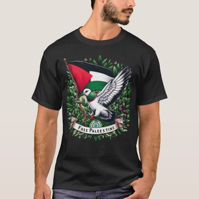 Freie palästinensische Flagge, Taube mit Olivenbla T-Shirt (Vorderseite)