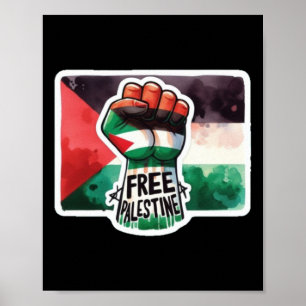 Freie palästinensische Flagge und Faustfarben-Aufk Poster