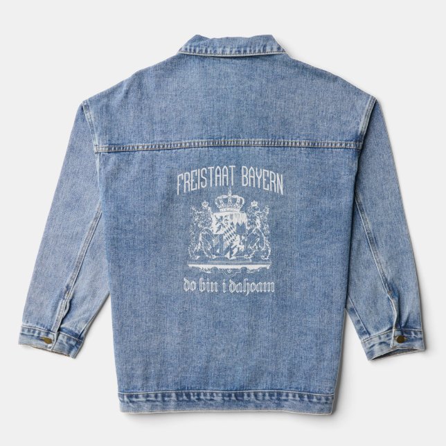 Freie Staat Bayern Bin I Dahoam Bayerisch Jeansjacke (Rückseite)