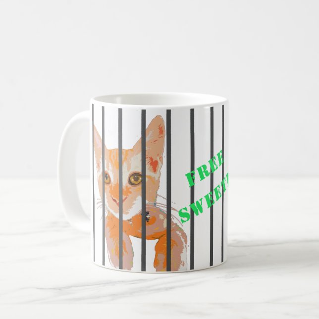 Freie Sweetie-Gefängnis-Kätzchen-Katzen-Tasse Kaffeetasse (Vorderseite Links)