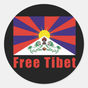 Freie Tibet-Flagge Runder Aufkleber