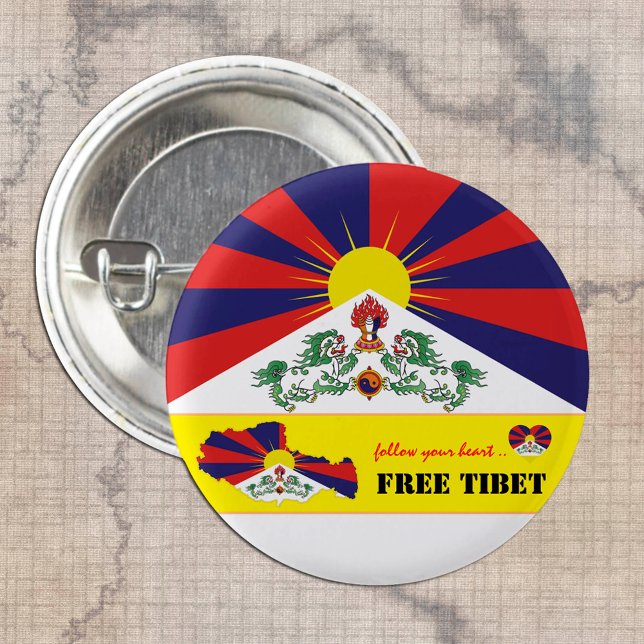 Freie tibetische und tibetische Flagge, Herz-Karte Button (Von Creator hochgeladen)