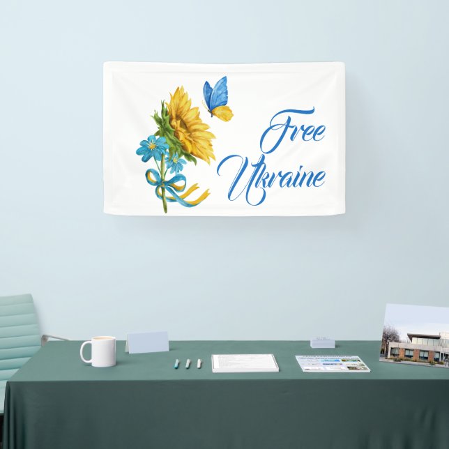 Freie Ukraine Sonnenblumen und Schmetterling Banner (Messe)