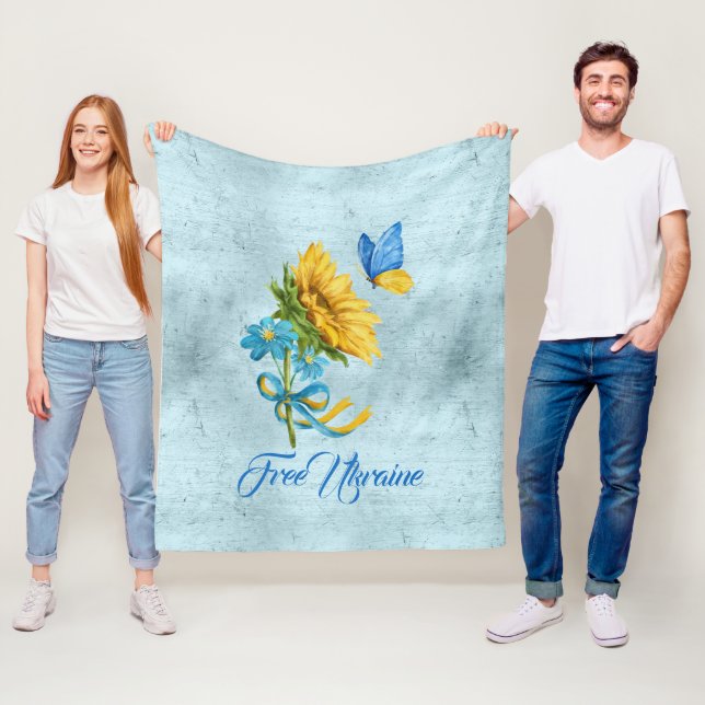 Freie Ukraine Sonnenblumen und Schmetterling Fleecedecke (Beispiel)