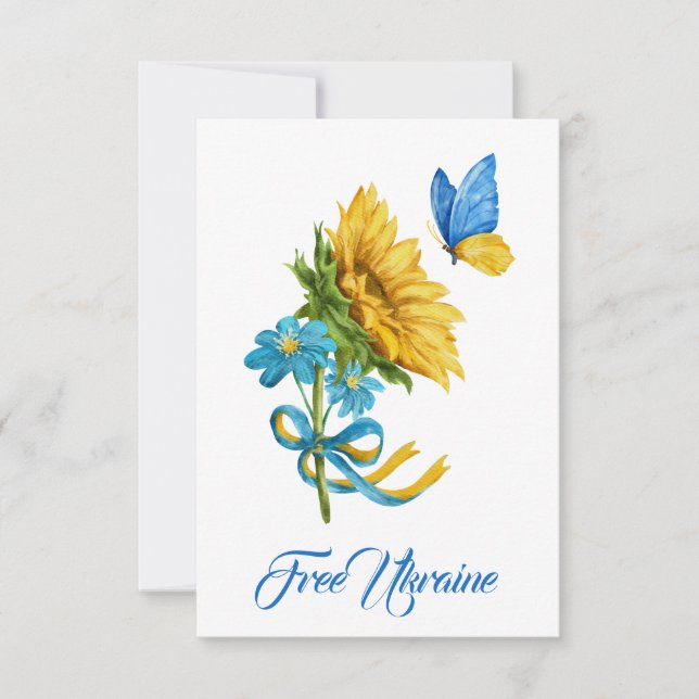 Freie Ukraine Sonnenblumen und Schmetterling Karte (Vorderseite)