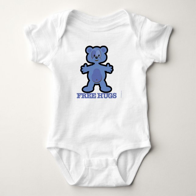 Freie Umarmungs-blauer Teddybär-Entwurf Baby Strampler (Vorderseite)
