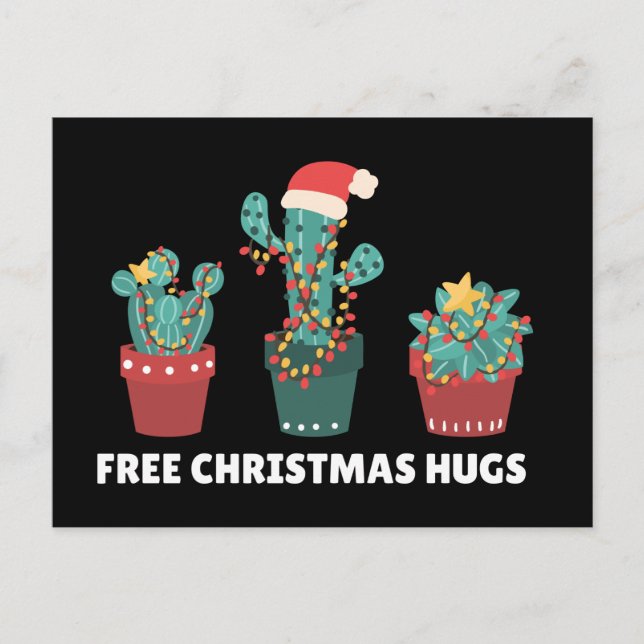 Freie Weihnachtshäuser Funny Cactus Pflanze Postca Postkarte (Vorderseite)
