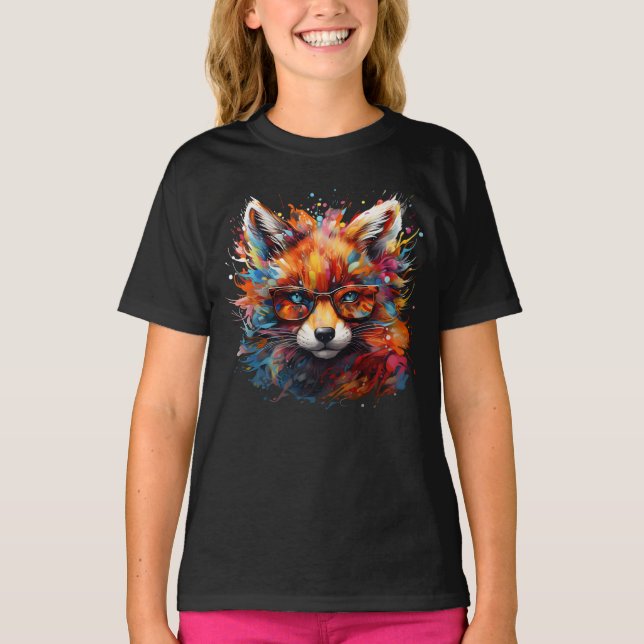 Freier Abstrakter Pop Fox T-Shirt (Vorderseite)