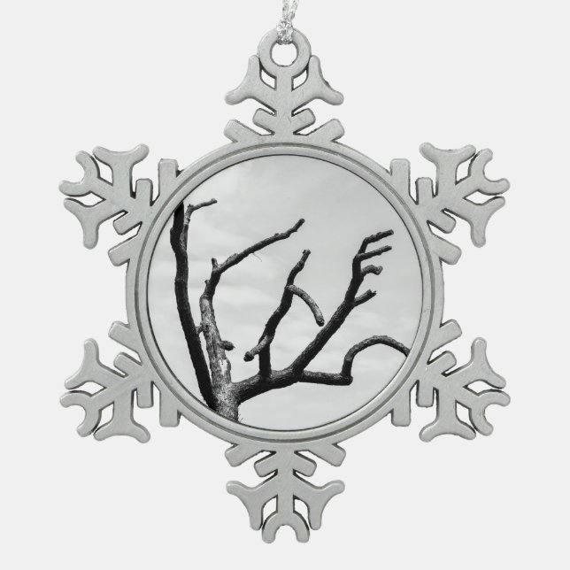 freier Baum Schneeflocken Zinn-Ornament (Vorderseite)