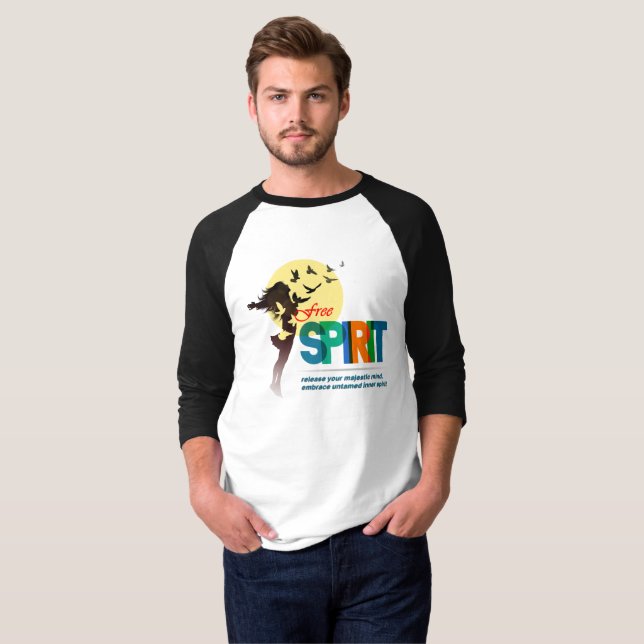 Freier Geist | Männer 3/4 Seehecht Raglan T-Shirt (Vorne ganz)