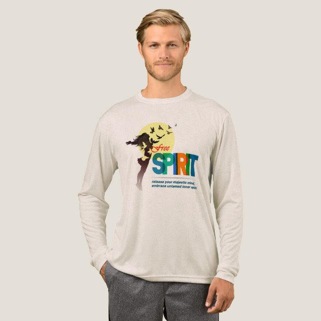 Freier Geist | Männer Langarm Tri-Blend Shirt (Volle Vorderseite)