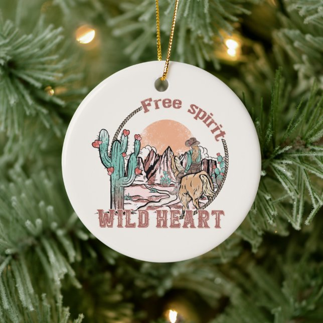 Freier Geist, Wildes Herz | WESTERN Keramik Ornament (Baum)