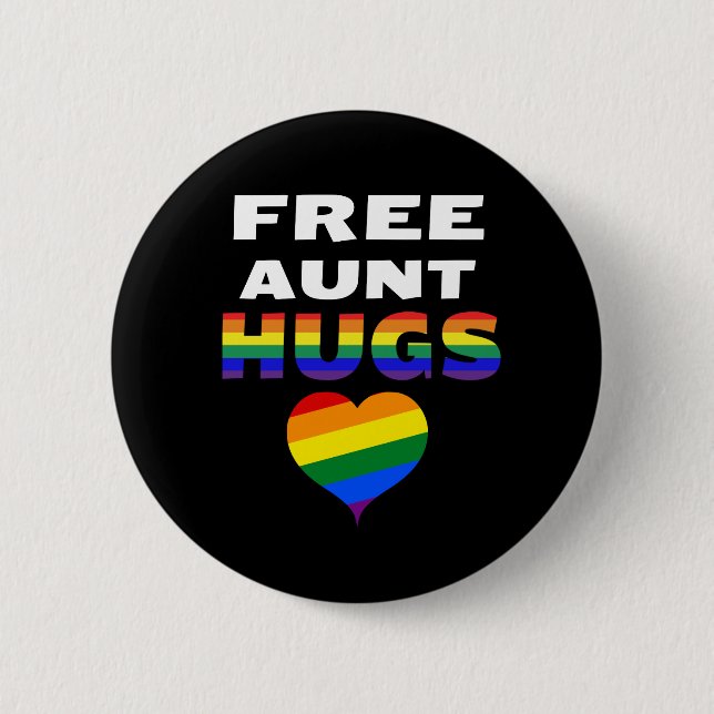 Freier Lesben-Stolz Tanten-Hugs LGBT Tanten-Gay Button (Vorderseite)
