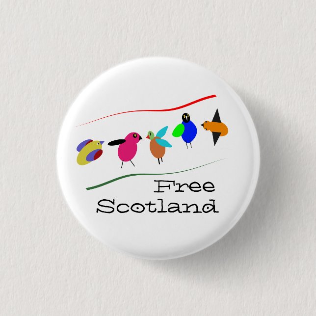 Freier Schottland-Cartoon-Vogel Pinback Button (Vorderseite)