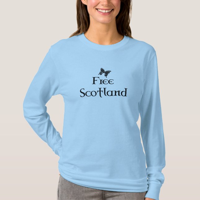 Freier Schottland-Schmetterlings-schottisches T-Shirt (Vorderseite)