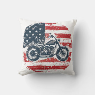 Freier Verkehr: Retro-Motorrad und amerikanische F Kissen