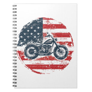 Freier Verkehr: Retro-Motorrad und amerikanische F Notizblock