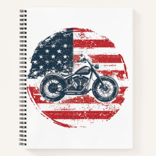 Freier Verkehr: Retro-Motorrad und amerikanische F Notizbuch
