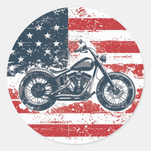 Freier Verkehr: Retro-Motorrad und amerikanische F Runder Aufkleber