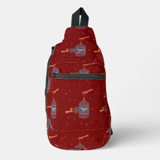 Freier Vogel Vogelkäfig | Volkskunst Hände und bla Crossbody Bag