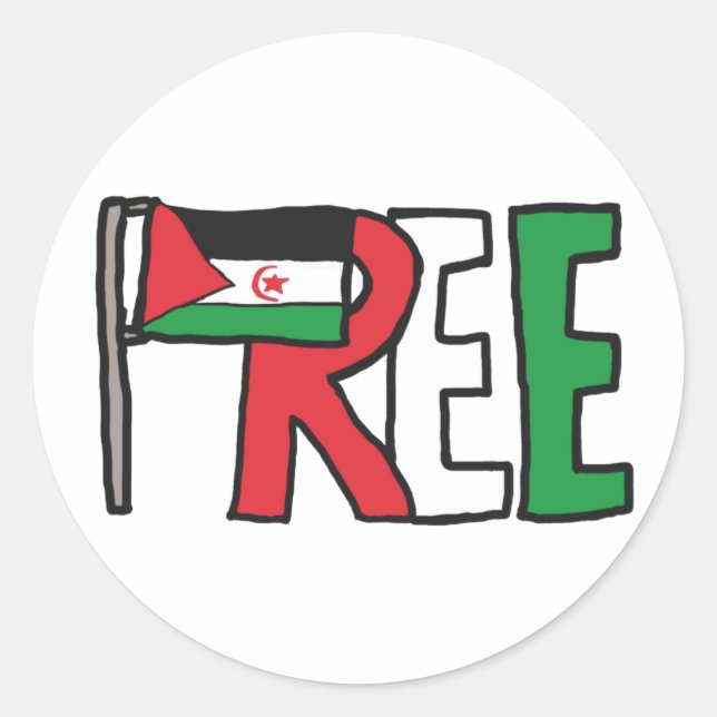 Freier Western Sahara Runder Aufkleber (Vorderseite)