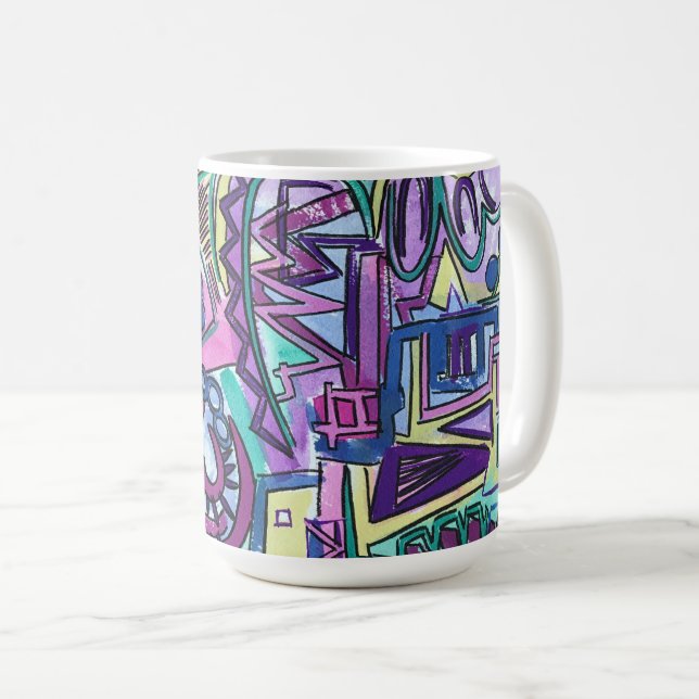 Freier Wille-handgemalte abstrakte Kunst Kaffeetasse (VorderseiteRechts)
