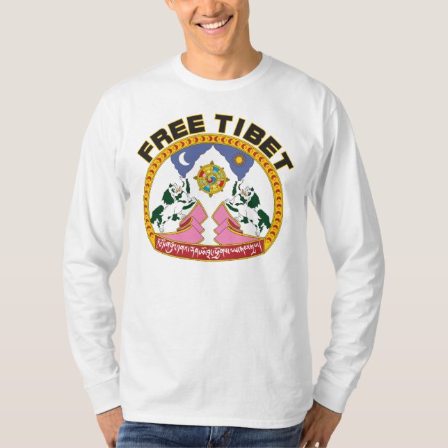 Freies Tibet-Flaggen-Logo T-Shirt (Vorderseite)