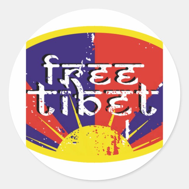 Freies Tibet Runder Aufkleber (Vorderseite)