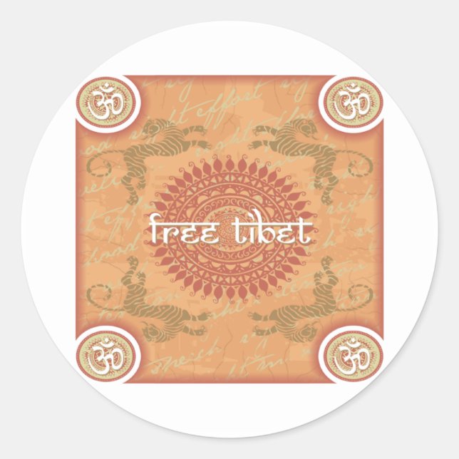 Freies Tibet Runder Aufkleber (Vorderseite)