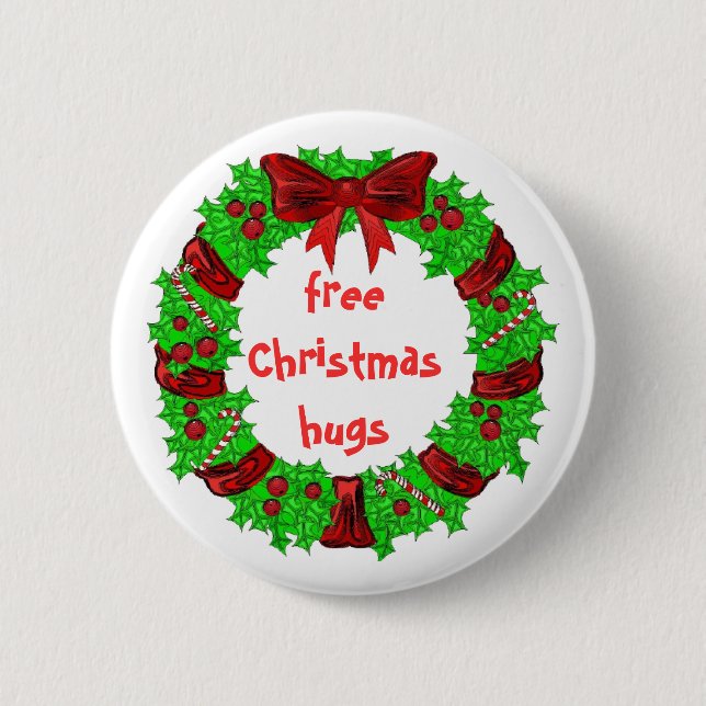 freies Weihnachten umarmt Knopf Button (Vorderseite)