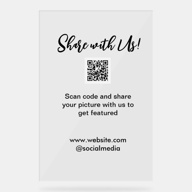 Freigabe der Bildprüfung QR-Code hinzufügen Websit Acrylschild (Vorderseite)