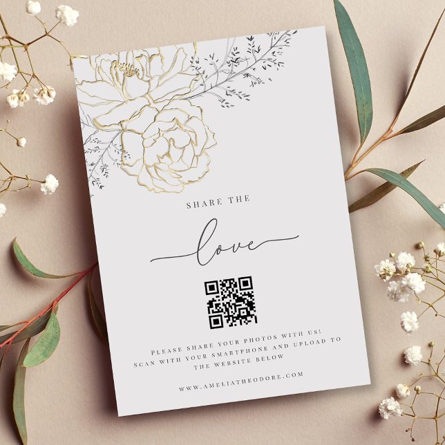 Freigeben der Liebe Elegant Wedding Foto Share QR  Begleitkarte (Von Creator hochgeladen)