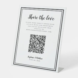 Freigeben der Liebe Hochzeitsszenario Foto QR Scan Sockelschild