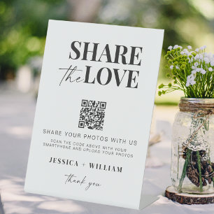 Freigeben der Liebe QR-Code Hochzeit-Foto teilen Sockelschild