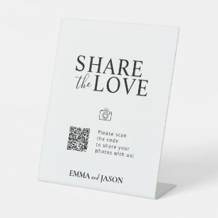 Freigeben des Liebe-Hochzeitungs-Fotos QR-Code-Zei Sockelschild