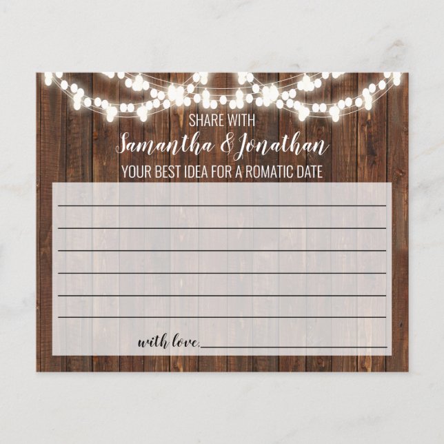 Freigeben einer Date Idea Rustic Brautparty Card Flyer (Vorne)