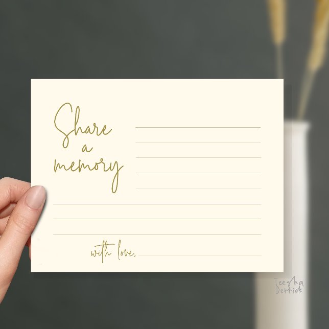 Freigeben einer Gedächtnisfunerservice Moderne Skr Postkarte (Funeral Service, Share a memory or words to the family card in yellow gold)