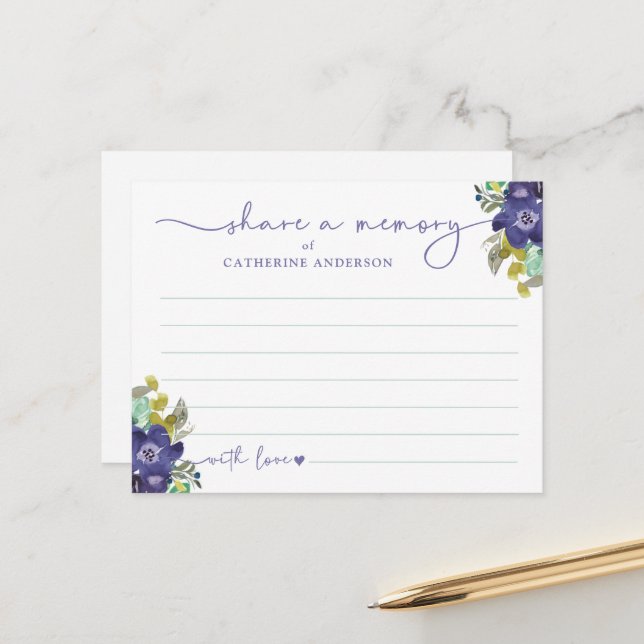 Freigeben eines Gedächtnisfloralen Elegante Script Postkarte (Vorderseite/Rückseite Beispiel)