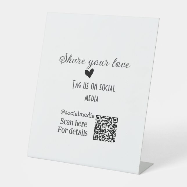 Freigeben Sie Liebe Scan QR-Code hinzufügen sozial Sockelschild (Vorderseite)