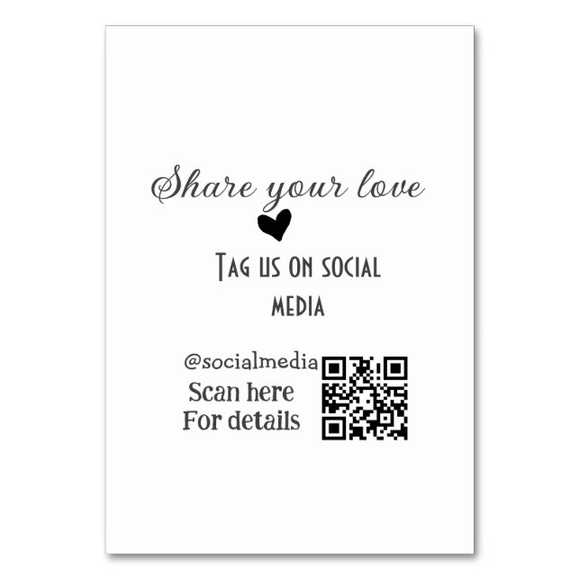 Freigeben Sie Liebe Scan QR-Code hinzufügen sozial Tischnummer (Vorderseite)