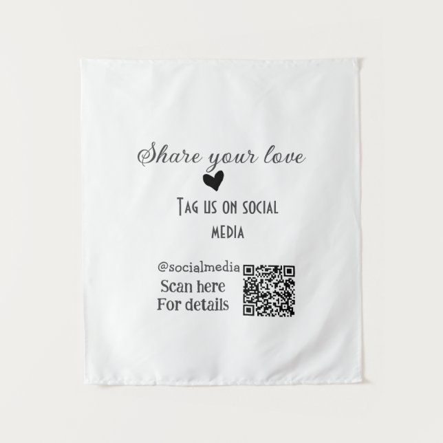 Freigeben Sie Liebe Scan QR-Code hinzufügen sozial Wandteppich (Vorderseite)