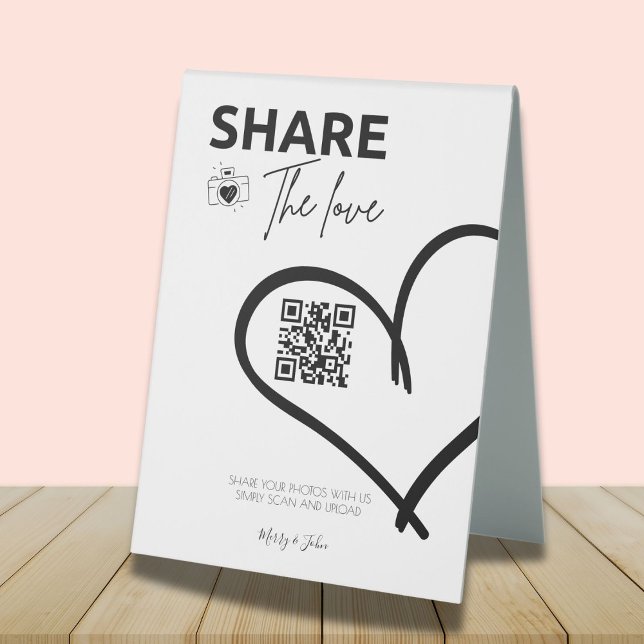 Freigeben von Liebe Wedding Foto QR-Code Tischaufsteller (Von Creator hochgeladen)