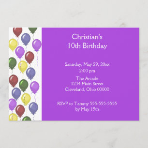 Freigebige Ballon-Einladung (lila) Einladung