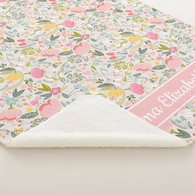 Freigebige Blüten-personalisiertes Baby Sherpadecke (3/4)