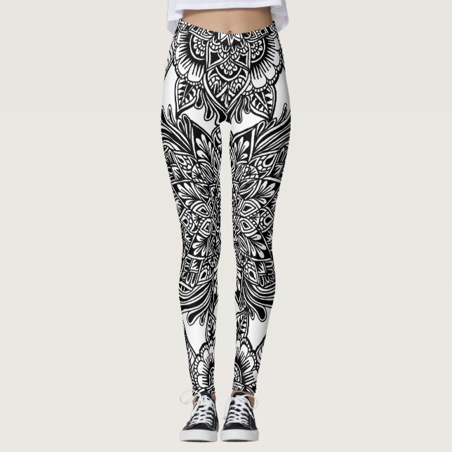 Freihändige Ganzseite B&W Leggings (Vorderseite)