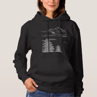 Freihandskizze minimaler Berge Immergrüne Hoodie