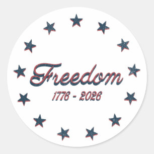 Freiheit 1776–2026 Amerika 250 Patriotisches Desig Runder Aufkleber