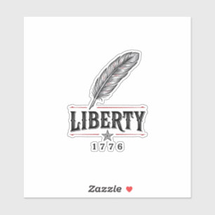 Freiheit 1776 Patriotischer Feder-Vektor-Entwurf_1 Aufkleber