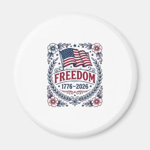 Freiheit 1776 Patriotischer Vintage-Flagge Blumenh Magnet