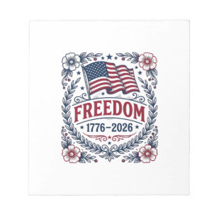 Freiheit 1776 Patriotischer Vintage-Flagge Blumenh Notizblock